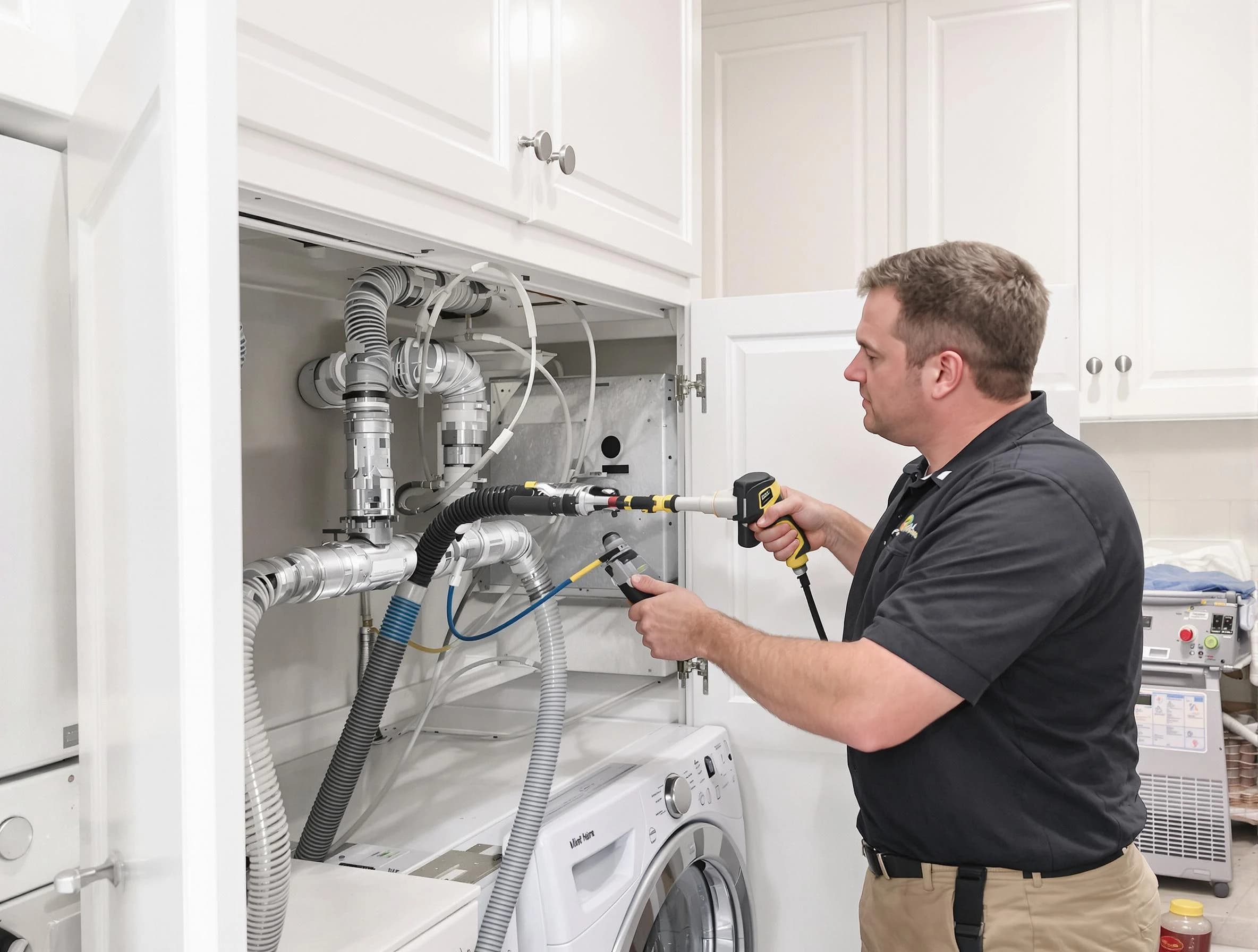 Aliquippa Dryer Vent Cleaning professional removing severe blockage from a clogged dryer vent in Aliquippa