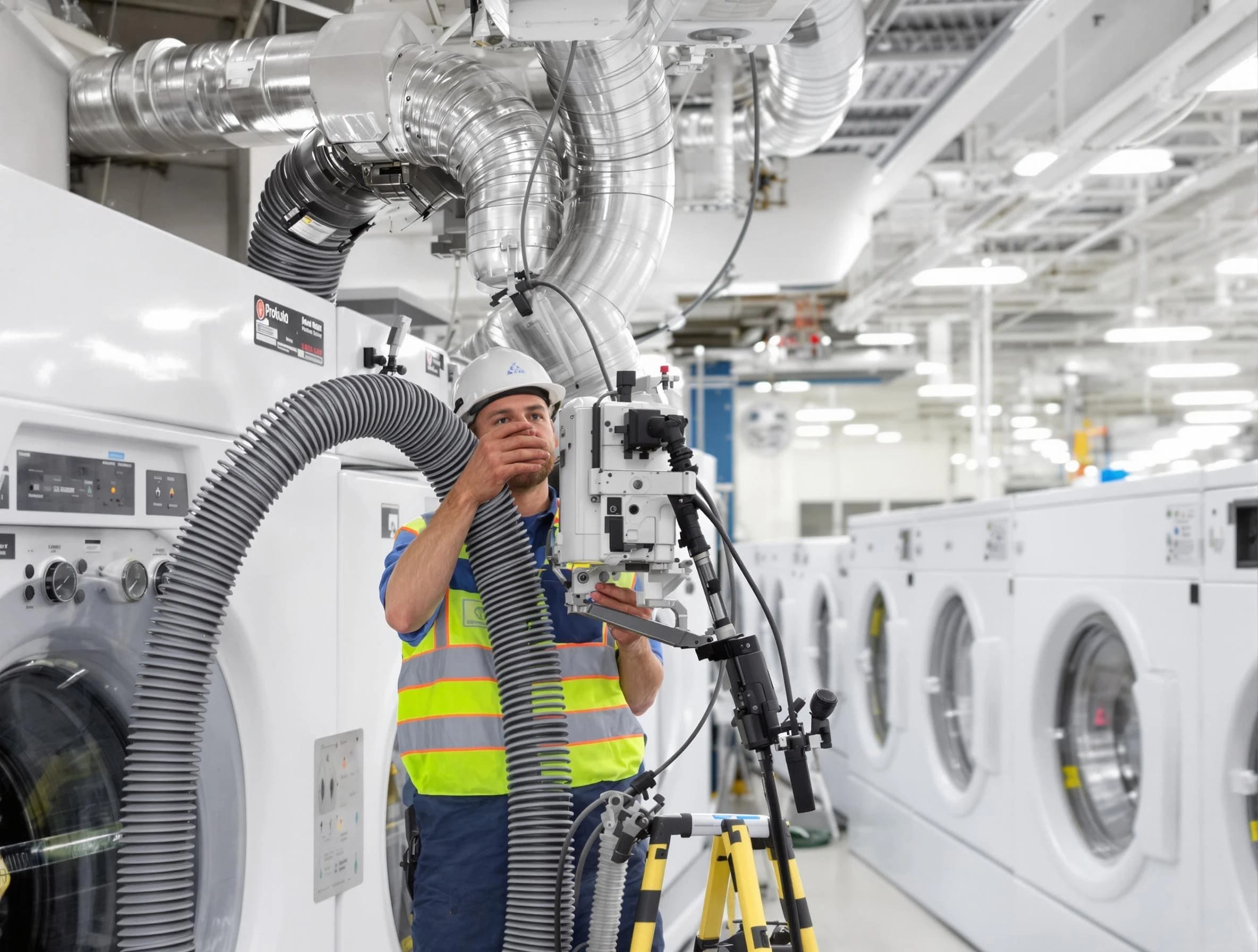 Aliquippa Dryer Vent Cleaning team performing commercial-grade dryer vent cleaning at a business facility in Aliquippa