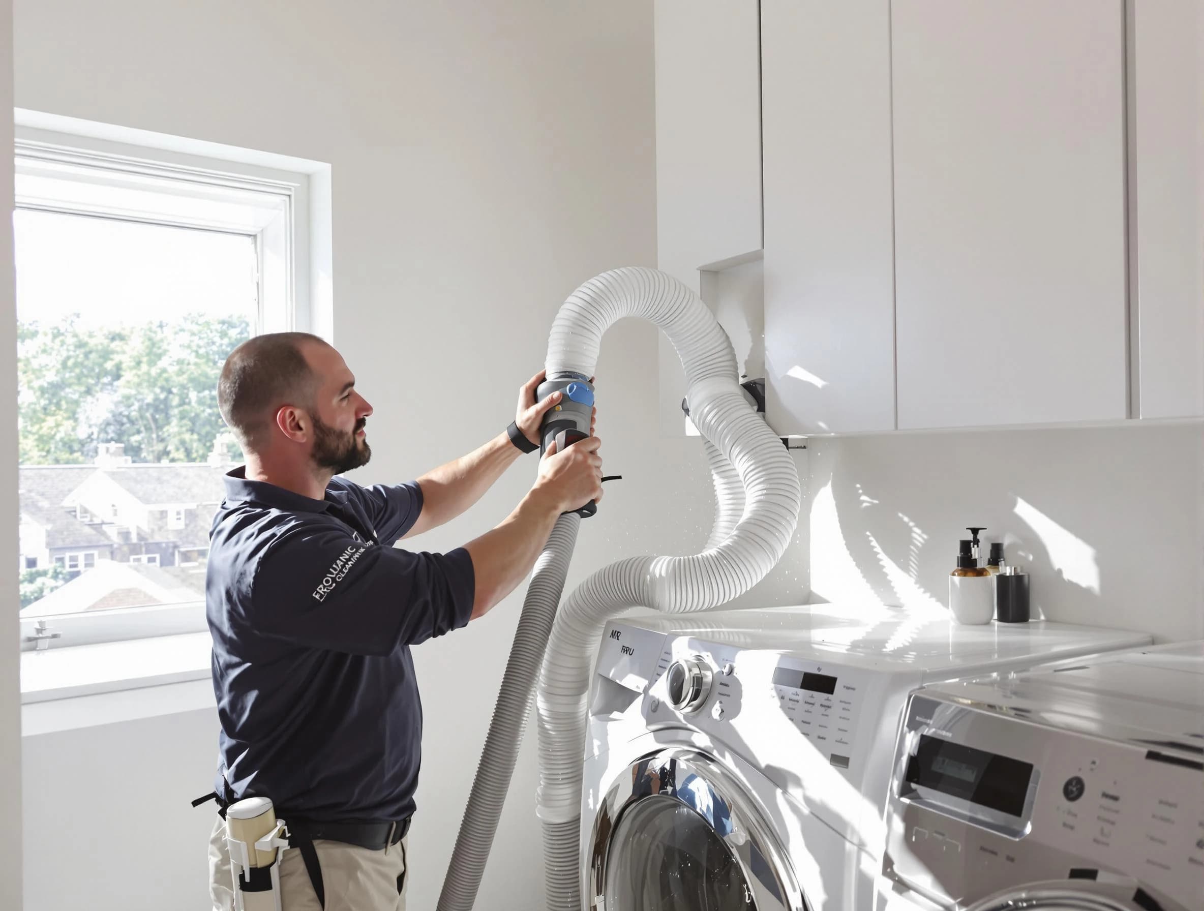 Certified Aliquippa Dryer Vent Cleaning technician performing dryer vent cleaning in Aliquippa