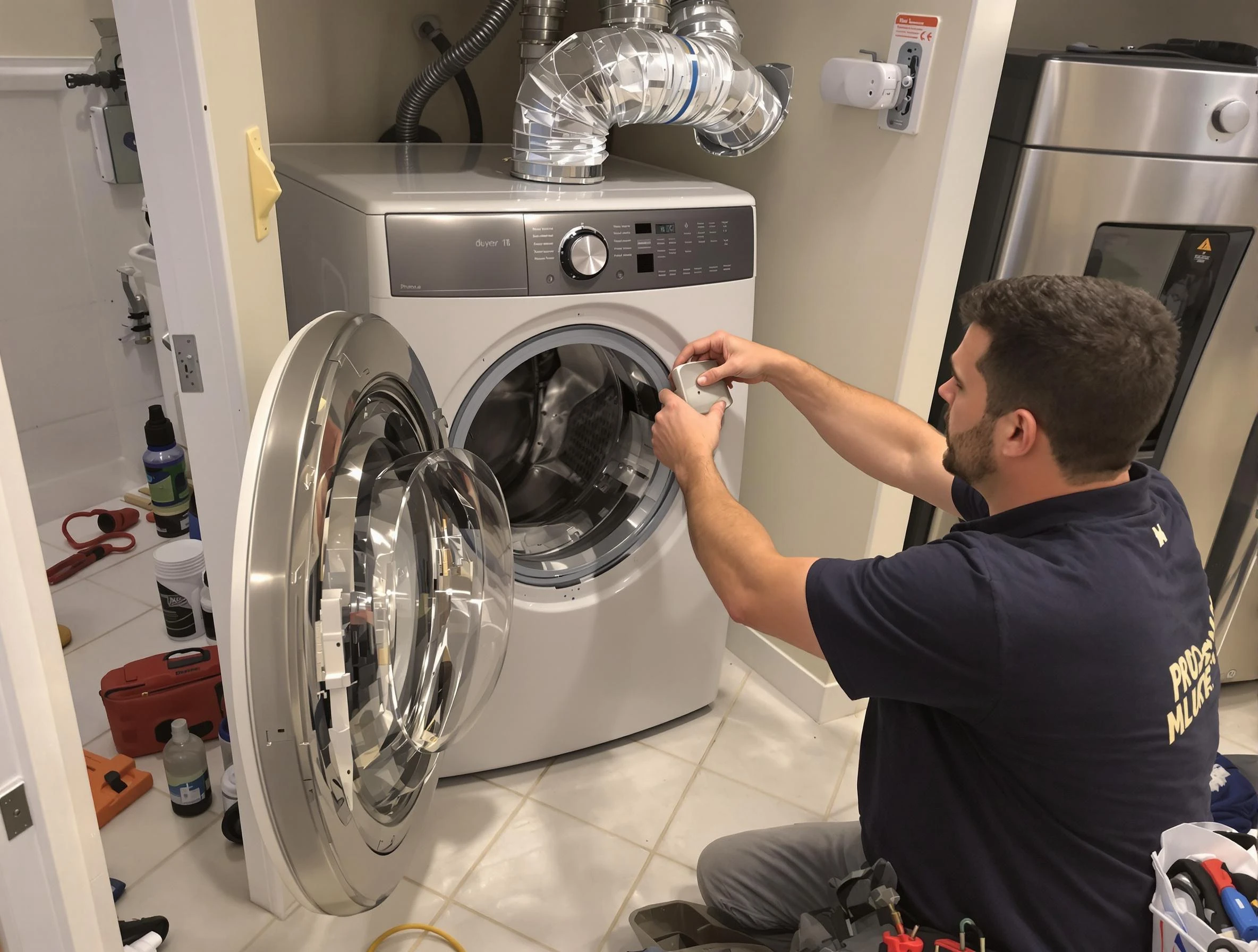Aliquippa Dryer Vent Cleaning technician performing precise dryer vent hose installation in Aliquippa